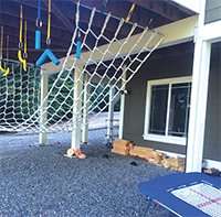 The trampoline and net from Dr. Stankus’s home training course, which she designed and built.