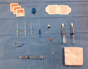 Figure 1. Supplies for ultrasound-guided peripheral venous access.