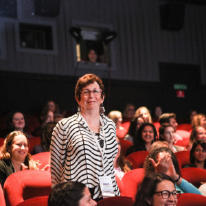 FIX 2017 attendee Ellen Weber, MD, stands during one of the conference sessions.