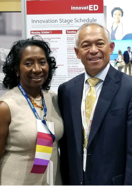 Dr. Andrea Green (left) and Dr. Bernard Lopez at ACEP18’s innovatED.