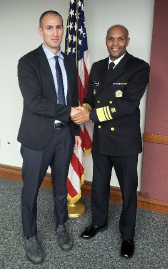 Reuben Strayer, posing with Surgeon General Dr. Jerome Adams, was ACEP’s representative during a meeting about providing buprenorphine as MAT. 