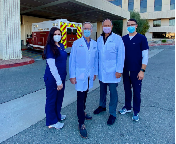 Tennity ED leadership team (from left): ED nursing director Tasha Anderson, RN; department chairman and operations director David Romness, MD; medical director Euthym Kontaxis, MD; and assistant nursing director Joshua Hickman, RN.