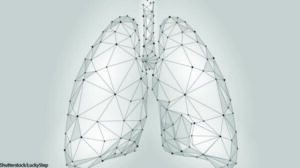 Greyscale line and dot illustration of the lungs.