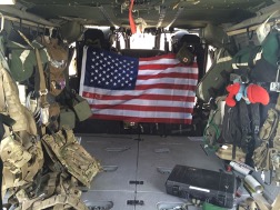 The inside of a Blackhawk helicopter used to transport wounded soldiers.