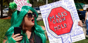 A protest against COVID-19 face mask mandates in Florida.