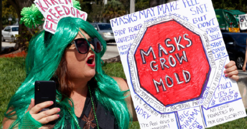 A protest against COVID-19 face mask mandates in Florida.